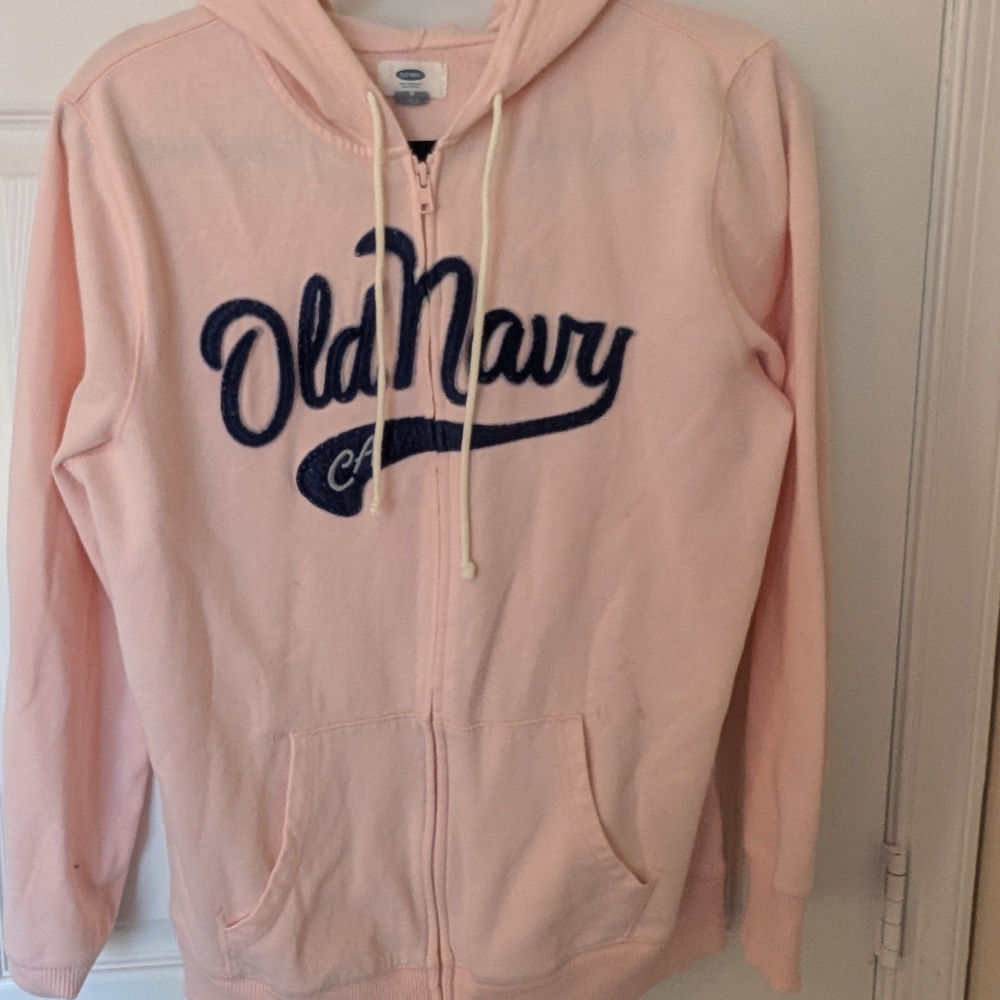 Old Navy Pink Hoodie with Blue Logo